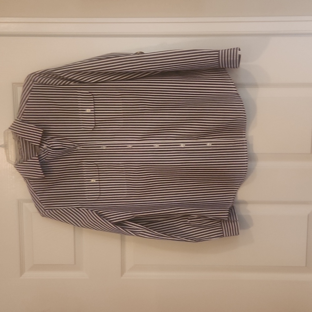 CHICOS Black and white striped Button up blouse